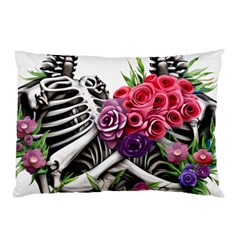 Gothic Floral Skeletons Pillow Case (two Sides) by GardenOfOphir