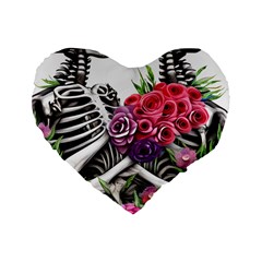 Gothic Floral Skeletons Standard 16  Premium Heart Shape Cushions by GardenOfOphir