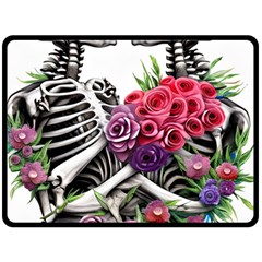 Gothic Floral Skeletons Fleece Blanket (large) by GardenOfOphir