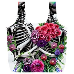 Gothic Floral Skeletons Full Print Recycle Bag (xl) by GardenOfOphir