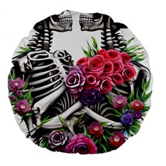 Gothic Floral Skeletons Large 18  Premium Flano Round Cushions by GardenOfOphir