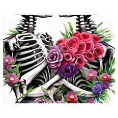 Gothic Floral Skeletons Premium Plush Fleece Blanket (medium) by GardenOfOphir