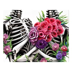 Gothic Floral Skeletons Premium Plush Fleece Blanket (large) by GardenOfOphir