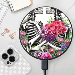 Gothic Floral Skeletons Wireless Fast Charger(black) by GardenOfOphir