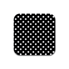 Black And White Polka Dots Rubber Square Coaster (4 Pack) by GardenOfOphir