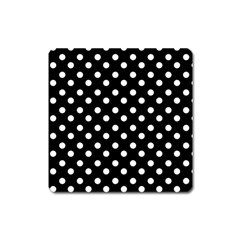 Black And White Polka Dots Square Magnet by GardenOfOphir