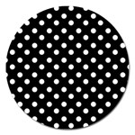 Black And White Polka Dots Magnet 5  (Round) Front