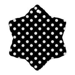 Black And White Polka Dots Snowflake Ornament (two Sides) by GardenOfOphir