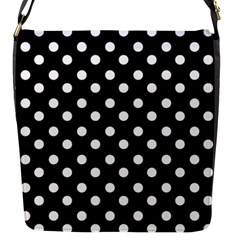 Black And White Polka Dots Flap Closure Messenger Bag (s) by GardenOfOphir