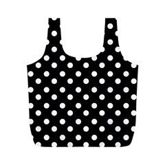 Black And White Polka Dots Full Print Recycle Bag (m) by GardenOfOphir