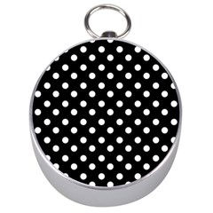 Black And White Polka Dots Silver Compasses by GardenOfOphir