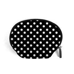 Black And White Polka Dots Accessory Pouch (small) by GardenOfOphir