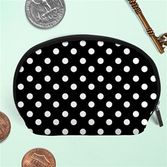 Black And White Polka Dots Accessory Pouch (large) by GardenOfOphir