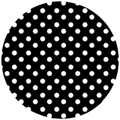 Black And White Polka Dots Wooden Puzzle Round by GardenOfOphir