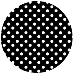 Black And White Polka Dots Wooden Bottle Opener (round) by GardenOfOphir