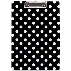 Black And White Polka Dots A4 Acrylic Clipboard by GardenOfOphir