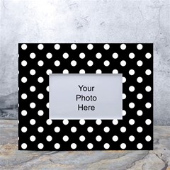 Black And White Polka Dots White Tabletop Photo Frame 4 x6  by GardenOfOphir