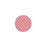 Coral And White Polka Dots 1  Mini Buttons Front