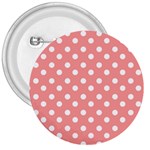 Coral And White Polka Dots 3  Buttons Front