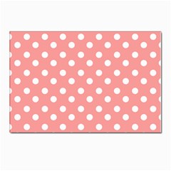 Coral And White Polka Dots Postcard 4 x 6  (pkg Of 10) by GardenOfOphir