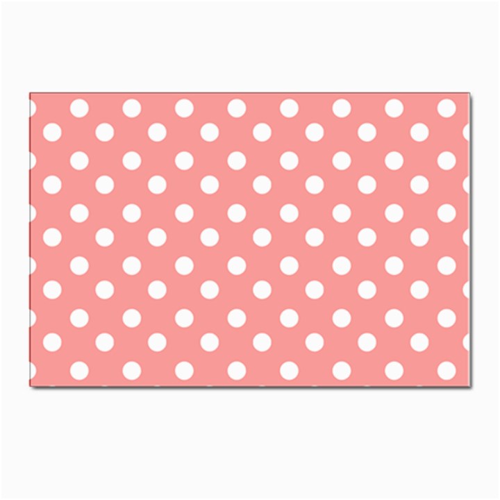 Coral And White Polka Dots Postcard 4 x 6  (Pkg of 10)