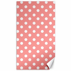 Coral And White Polka Dots Canvas 40  X 72  by GardenOfOphir