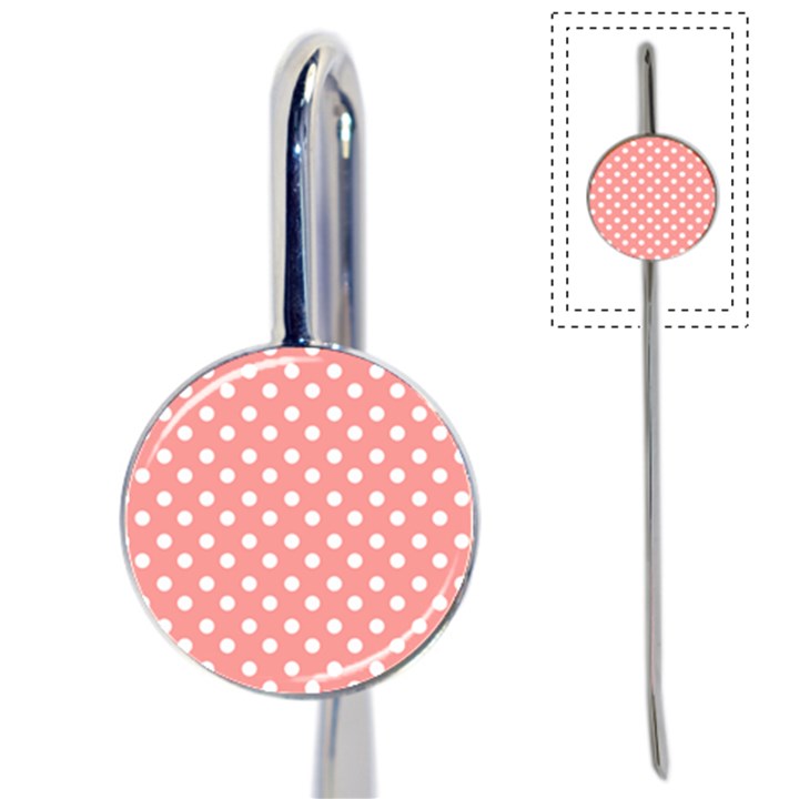 Coral And White Polka Dots Book Mark