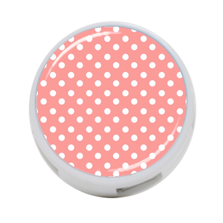 Coral And White Polka Dots 4-Port USB Hub (Two Sides)