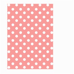 Coral And White Polka Dots Large Garden Flag (two Sides) by GardenOfOphir