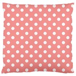 Coral And White Polka Dots Large Cushion Case (Two Sides) Front