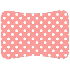 Coral And White Polka Dots Velour Seat Head Rest Cushion by GardenOfOphir