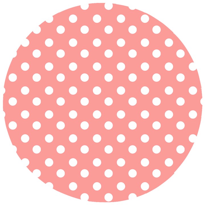 Coral And White Polka Dots Wooden Puzzle Round