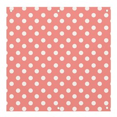 Coral And White Polka Dots Banner And Sign 4  X 4  by GardenOfOphir