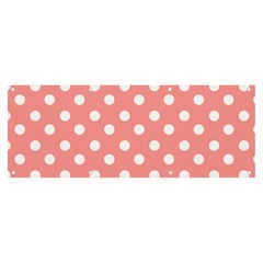 Coral And White Polka Dots Banner And Sign 8  X 3  by GardenOfOphir