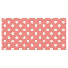 Coral And White Polka Dots Banner And Sign 8  X 4  by GardenOfOphir