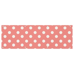 Coral And White Polka Dots Banner And Sign 9  X 3  by GardenOfOphir