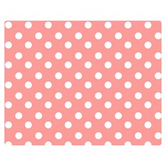 Coral And White Polka Dots One Side Premium Plush Fleece Blanket (medium) by GardenOfOphir