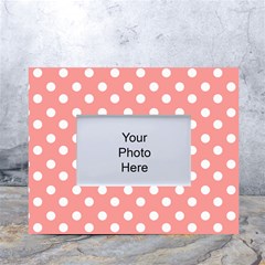 Coral And White Polka Dots White Tabletop Photo Frame 4 x6  by GardenOfOphir