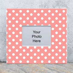 Coral And White Polka Dots White Wall Photo Frame 5  X 7  by GardenOfOphir