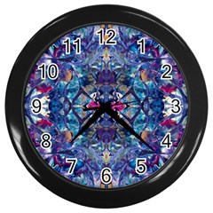 Denim On Pour Wall Clock (black) by kaleidomarblingart