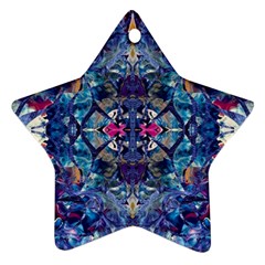 Denim On Pour Star Ornament (two Sides) by kaleidomarblingart