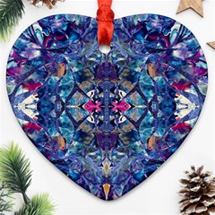 Denim On Pour Ornament (heart) by kaleidomarblingart