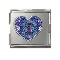 Denim On Pour Mega Link Heart Italian Charm (18mm) by kaleidomarblingart