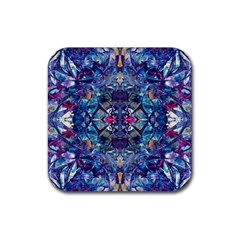 Denim On Pour Rubber Coaster (square) by kaleidomarblingart