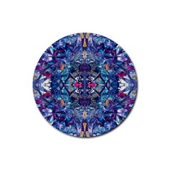 Denim On Pour Rubber Round Coaster (4 Pack) by kaleidomarblingart