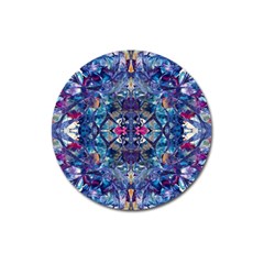 Denim On Pour Magnet 3  (round) by kaleidomarblingart