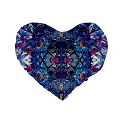 Denim On Pour Standard 16  Premium Flano Heart Shape Cushions by kaleidomarblingart