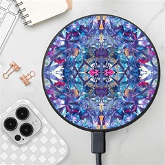 Denim On Pour Wireless Fast Charger(black) by kaleidomarblingart