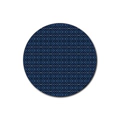 Blue Diamonds Motif Fancy Pattern Design Rubber Coaster (round) by dflcprintsclothing