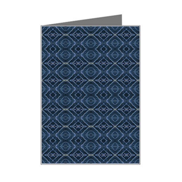 Blue Diamonds Motif Fancy Pattern Design Mini Greeting Card